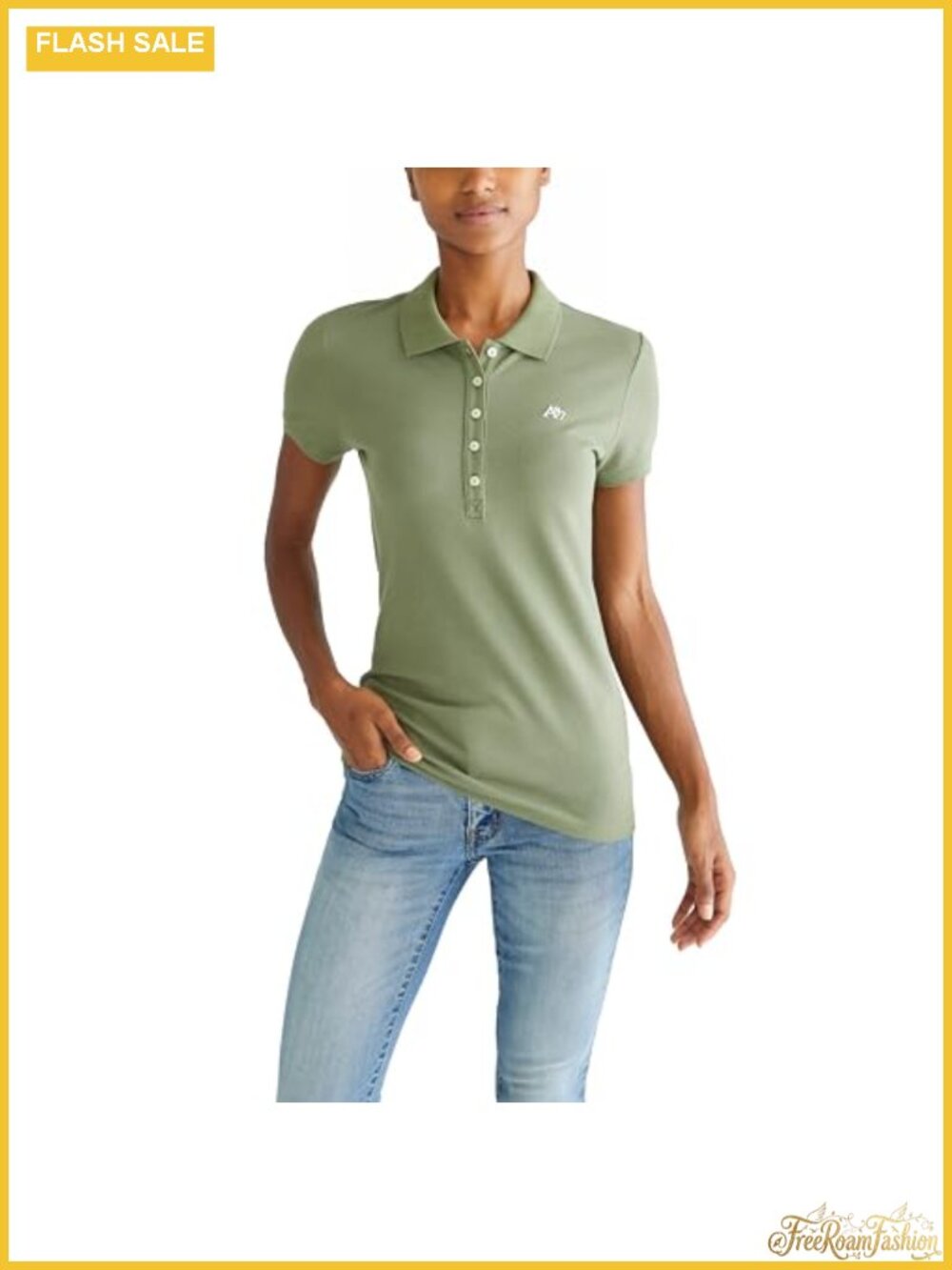 Womens Polo Shirt Slim Fit Short Sleeve Collared Button Placket Casual Top